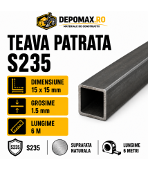 Teava patrata 15 x 15 x 1.5 mm, 6 metri